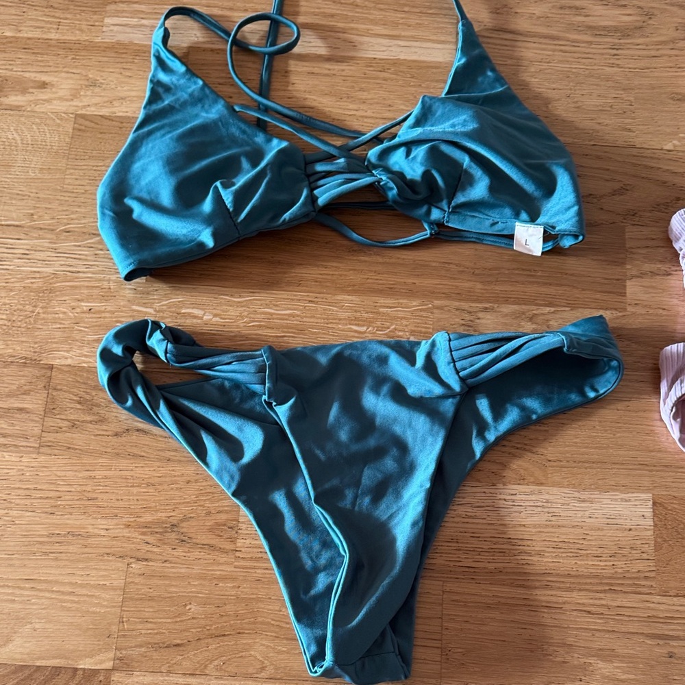 Teal Strappy Bikini Set
